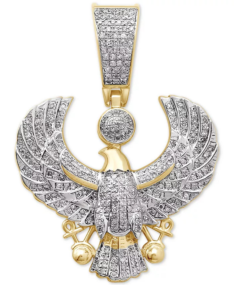 Men's 1/2 Ct. Diamond Eagle Pendant in Luxurious 14K Gold-Plated Sterling Silver
