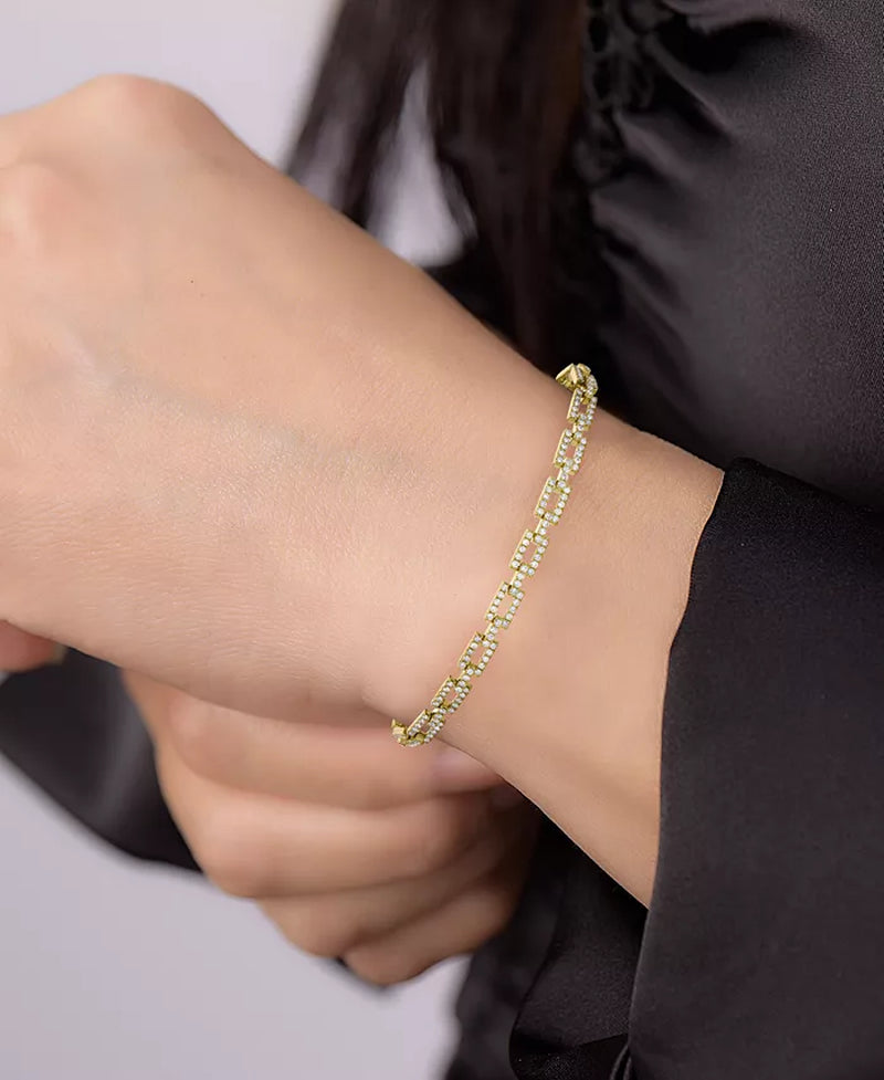 Stunning 2 Ct. T.W. Diamond Square Link Bracelet in Luxurious 14K Gold or White Gold