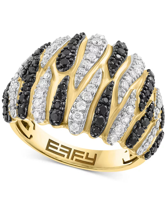 Stunning EFFY® Black & White Diamond Dome Ring in 14K Gold - 3/4 Ct. T.W.