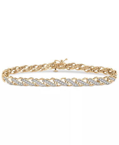 Stunning 1 Ct. T.W. Diamond Diagonal Link Bracelet in 10K Gold - Exclusively at Macy's