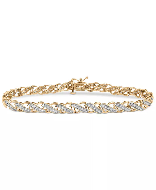 Stunning 1 Ct. T.W. Diamond Diagonal Link Bracelet in 10K Gold - Exclusively at Macy's