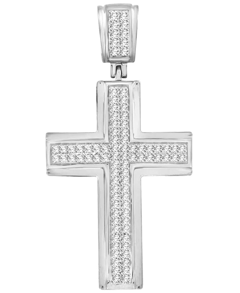 Stunning Men's 1/3 Ct. T.W. Diamond Cross Pendant in 10K White or Yellow Gold