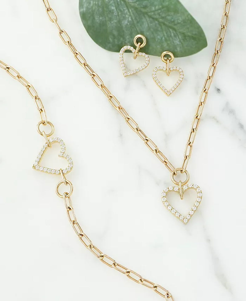 Stunning 1/2 Ct. T.W. Diamond Heart Paperclip Link Necklace in 14K Gold - Exclusively at Macy's
