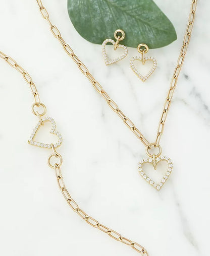 Stunning 1/2 Ct. T.W. Diamond Heart Paperclip Link Necklace in 14K Gold - Exclusively at Macy's