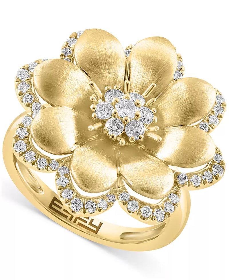 Stunning EFFY® 14K Gold Diamond Flower Statement Ring - 5/8 Ct. T.W.