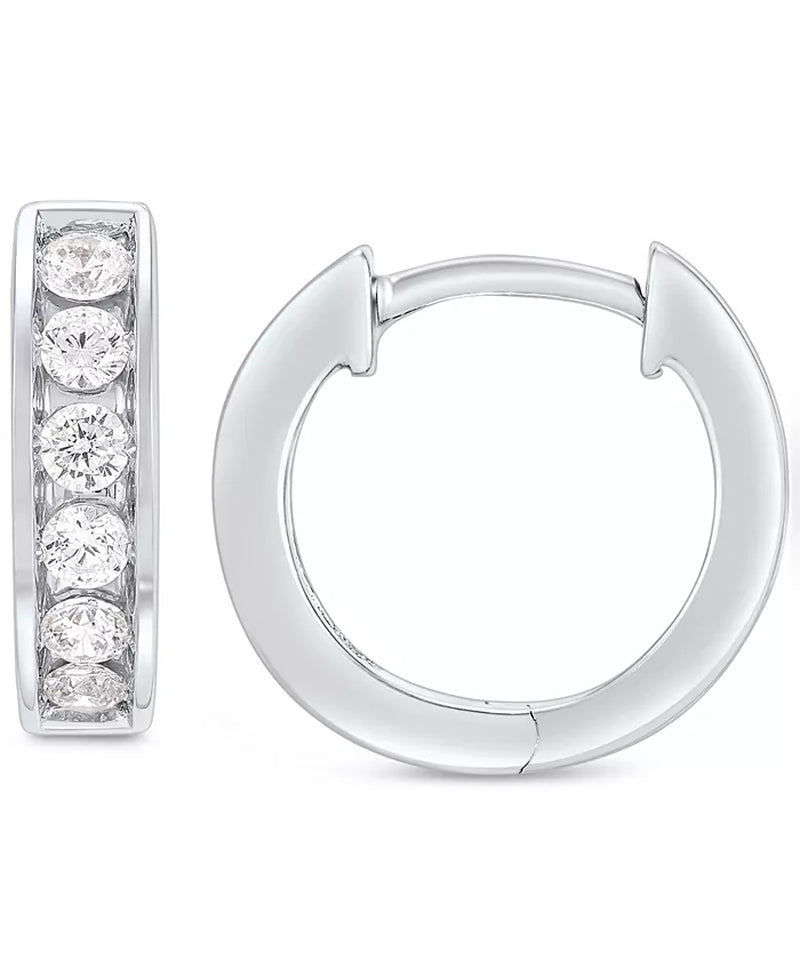 Stylish Men's Lab Grown Diamond Huggie Hoop Earrings in 10K White Gold - 1/2 Ct. T.W.