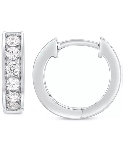 Stylish Men's Lab Grown Diamond Huggie Hoop Earrings in 10K White Gold - 1/2 Ct. T.W.