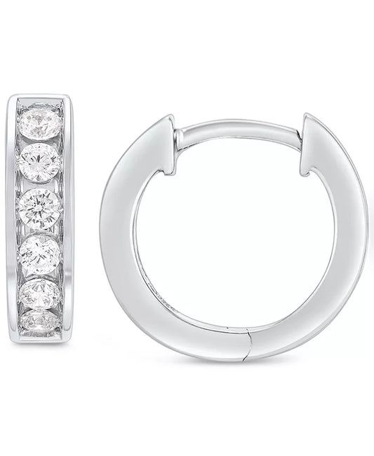 Stylish Men's Lab Grown Diamond Huggie Hoop Earrings in 10K White Gold - 1/2 Ct. T.W.