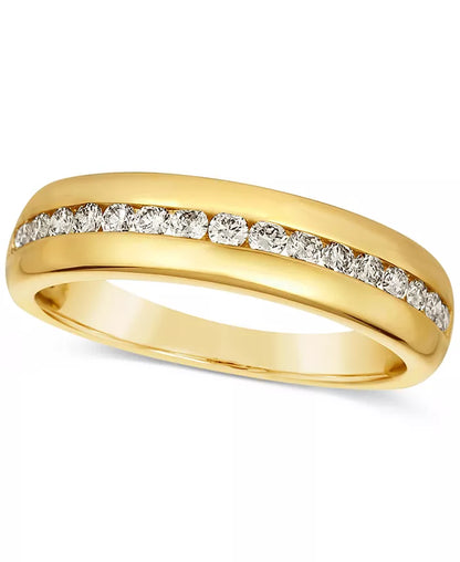 Elegant 14K Gold Men's Nude Diamond Band - 1/2 Ct. T.W.