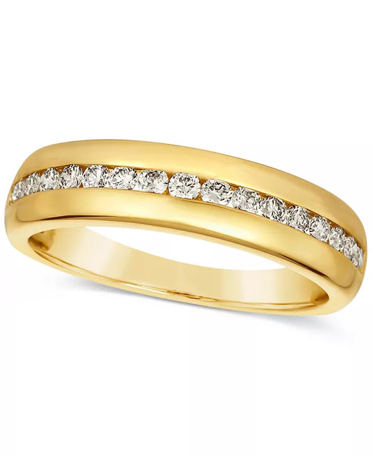 Elegant 14K Gold Men's Nude Diamond Band - 1/2 Ct. T.W.
