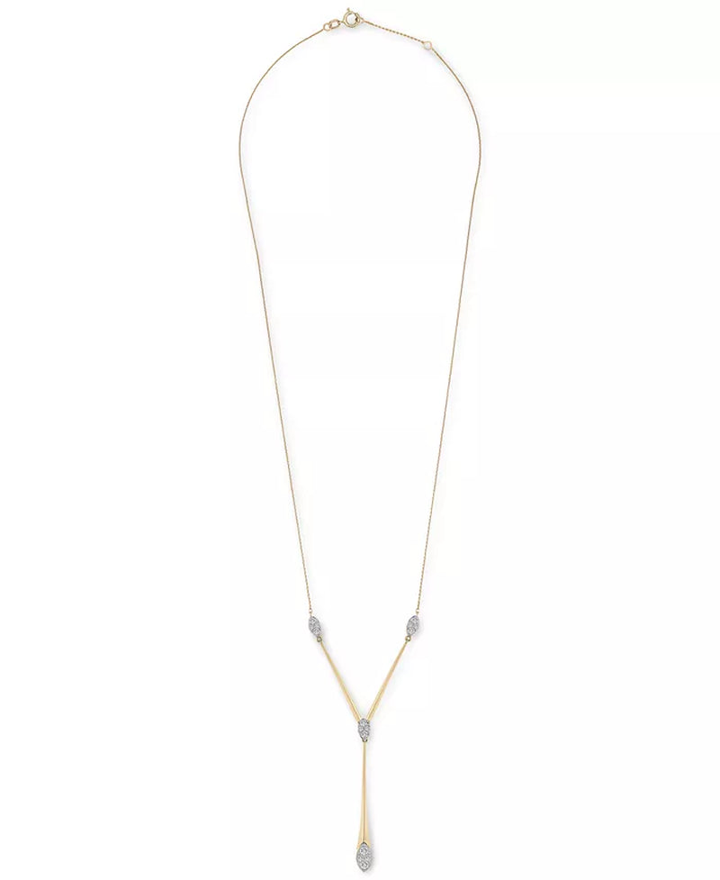 Stunning 1/2 Ct. T.W. Diamond Cluster Elongated Lariat Necklace in 14K Gold - 16" + 2" Extender, Exclusively for Macy's
