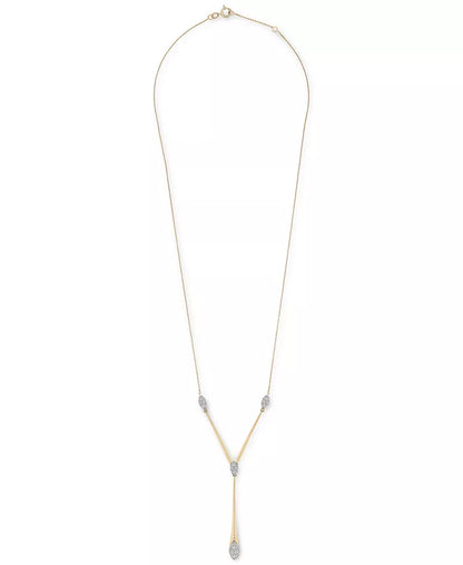 Stunning 1/2 Ct. T.W. Diamond Cluster Elongated Lariat Necklace in 14K Gold - 16" + 2" Extender, Exclusively for Macy's