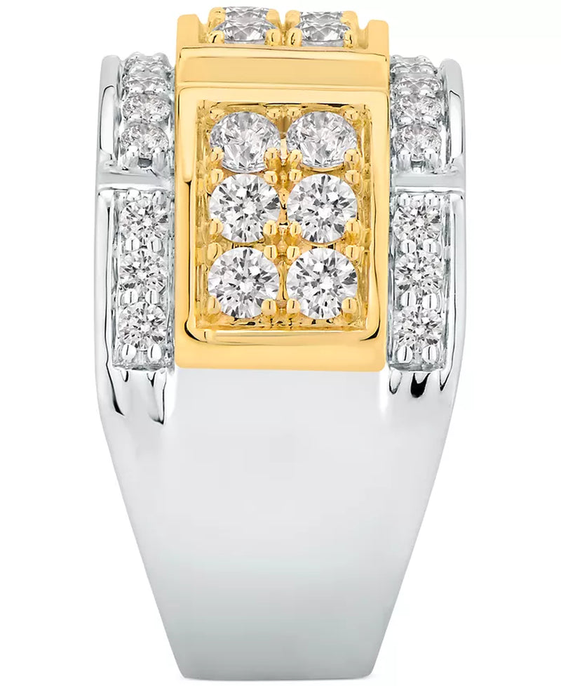 Stunning Two-Tone 10K Gold Men's Diamond Ring - 2 Ct. T.W. Elegance