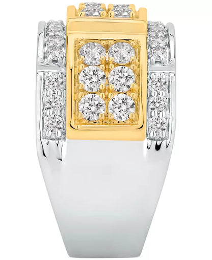 Stunning Two-Tone 10K Gold Men's Diamond Ring - 2 Ct. T.W. Elegance