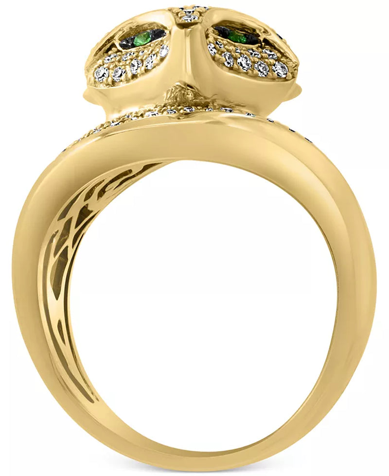 Stunning EFFY® 14K Gold Fox Ring with 3/8 Ct. T.W. Diamonds & Tsavorite Accents