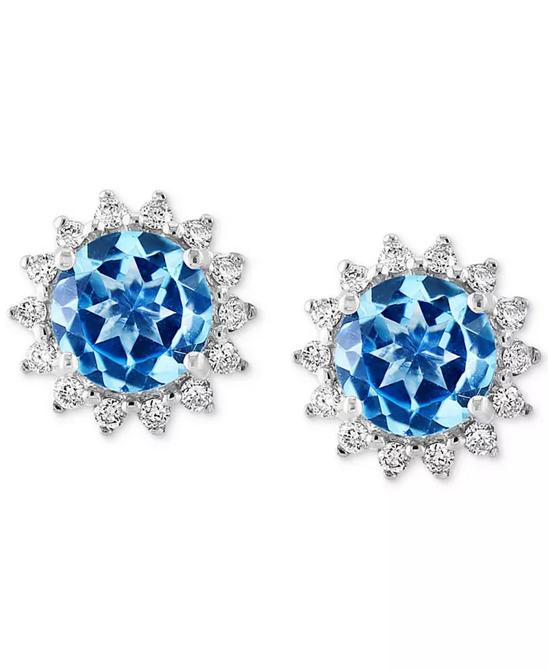 Stunning EFFY® Amethyst & Diamond Halo Stud Earrings in 14K Rose Gold - Also Available in Blue Topaz & Citrine!