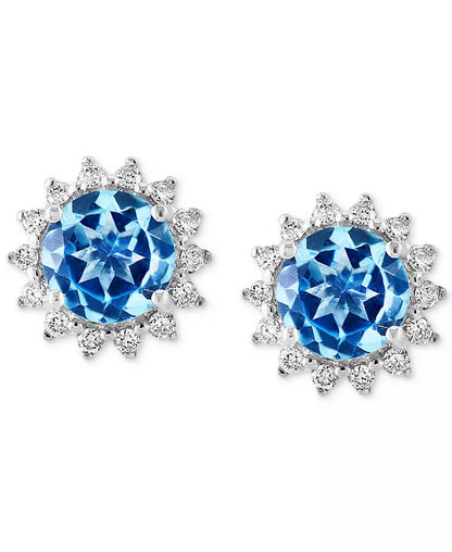 Stunning EFFY® Amethyst & Diamond Halo Stud Earrings in 14K Rose Gold - Also Available in Blue Topaz & Citrine!