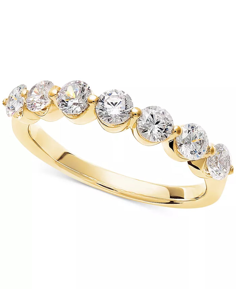 Stunning 1 Ct. T.W. Diamond Seven Stone Band in Luxurious 14K White or Yellow Gold
