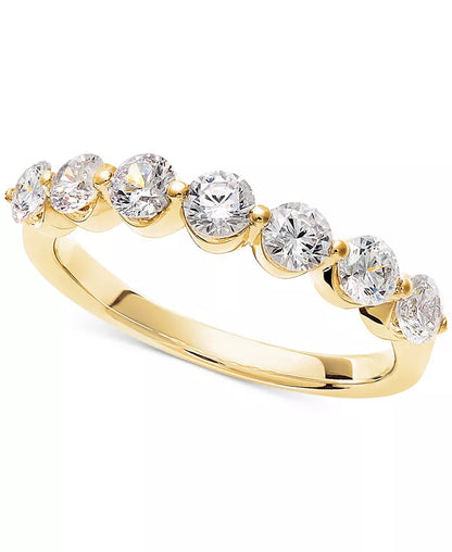 Stunning 1 Ct. T.W. Diamond Seven Stone Band in Luxurious 14K White or Yellow Gold