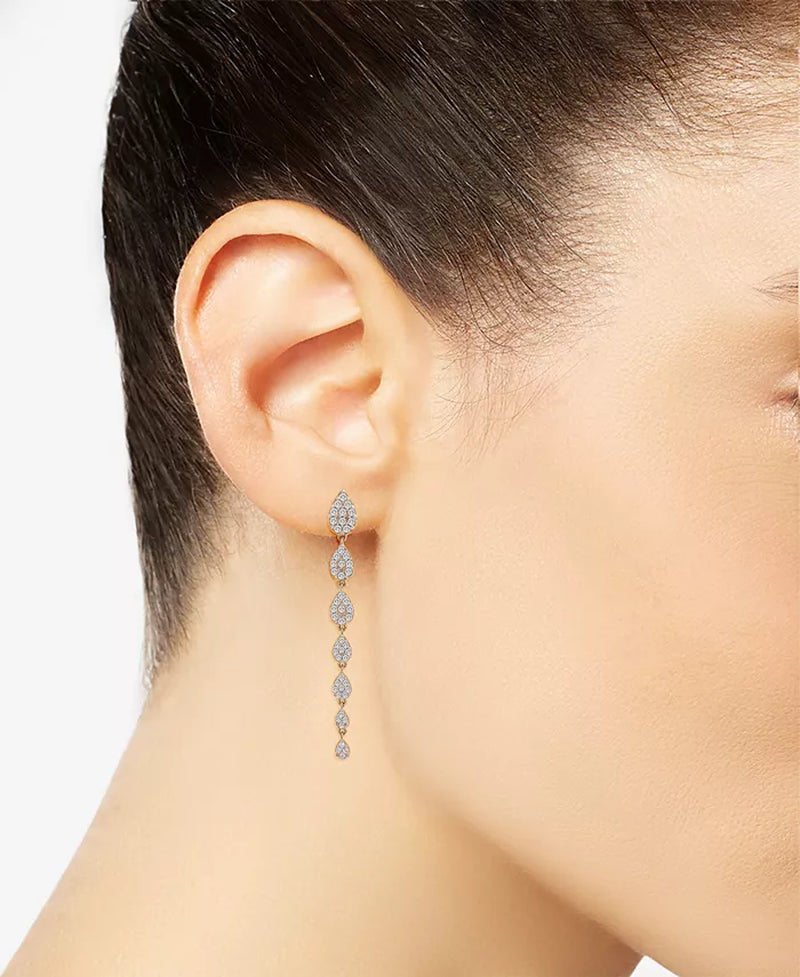 Stunning 1 Ct. T.W. Diamond Cluster Linear Drop Earrings in Luxurious 14K Gold or White Gold - Exclusively Designed for Macy's