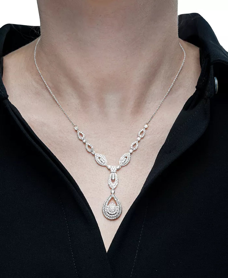 Stunning 1-1/2 Ct. T.W. Diamond Double Drop Pendant in 14K White or Yellow Gold - Exclusively for Macy's