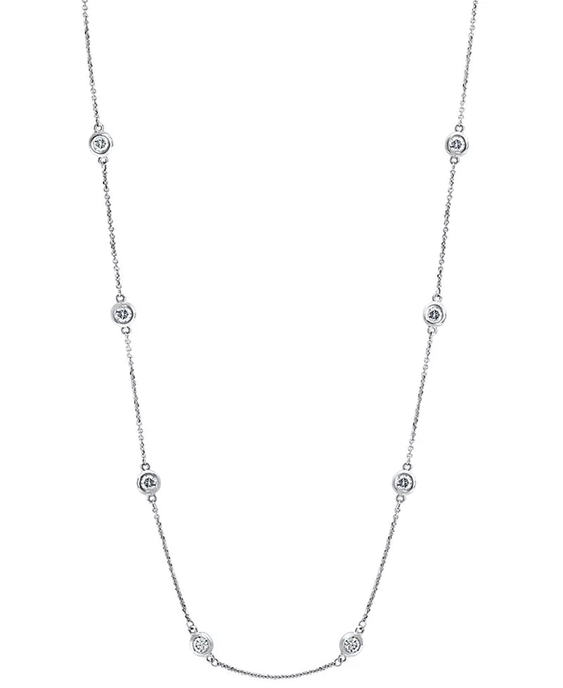 Stunning EFFY® 1 Ct. T.W. Diamond Bezel 20" Statement Necklace in Luxurious 14K White, Yellow, or Rose Gold