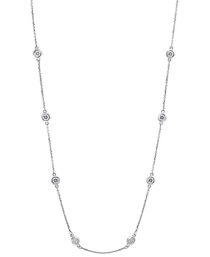 Stunning EFFY® 1 Ct. T.W. Diamond Bezel 20" Statement Necklace in Luxurious 14K White, Yellow, or Rose Gold