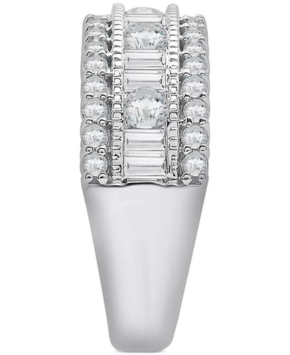 Stunning 1.5 Ct. Diamond Round & Baguette Band in Luxurious 14K White Gold