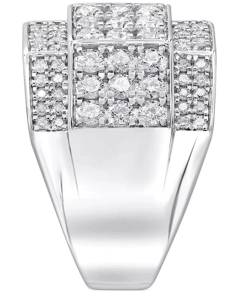 Stunning 3 Ct. T.W. Men's Diamond Multi-Cluster Ring in 10K Yellow, White, or Rose Gold