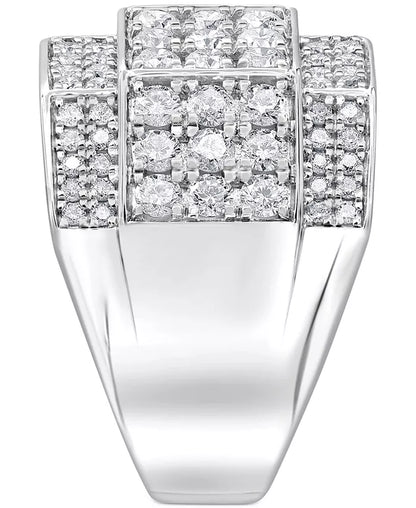 Stunning 3 Ct. T.W. Men's Diamond Multi-Cluster Ring in 10K Yellow, White, or Rose Gold