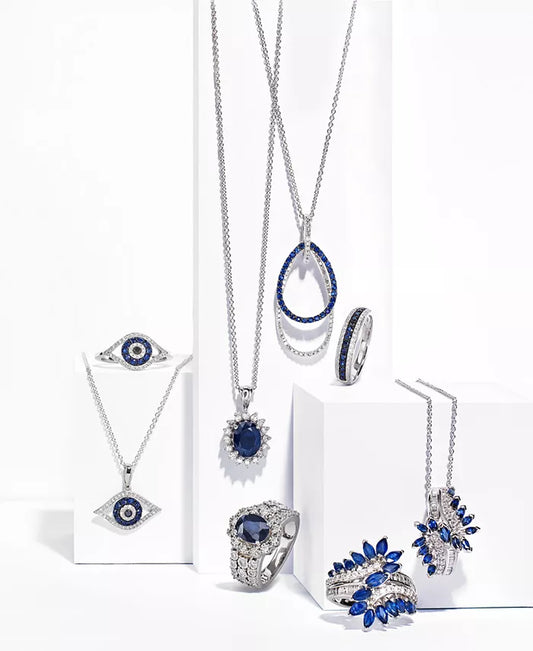 Stunning EFFY® Sapphire and Diamond Oval Pendant in Luxurious 14K White and Yellow Gold - Available at Macy's (Emerald Option Too!)