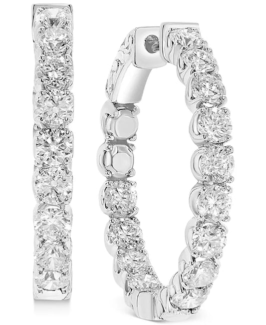 Stunning 4 Ct. T.W. Diamond Hoop Earrings in Luxurious 14K White Gold
