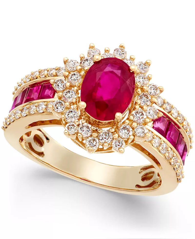 Stunning 2-1/3 Ct. T.W. Sapphire & 3/4 Ct. T.W. Diamond Ring in Luxurious 14K White Gold - Also Available in Ruby & Emerald!