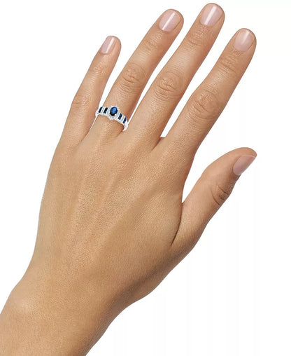 Stunning 1 Ct. Sapphire & 1/8 Ct. Diamond Ring in 14K Gold - Also Available in Emerald & Ruby