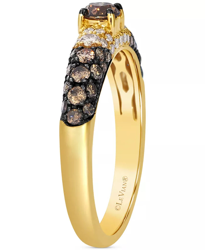 Stunning 14K Gold Chocolate Diamond & Nude Diamond Ring - 3/4 Ct. T.W.