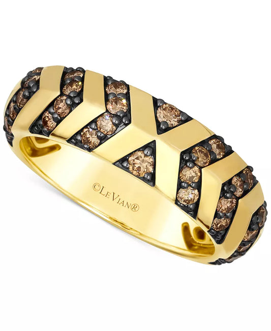 Chocolatier® Men's 14K Gold Chocolate Diamond Chevron Band - 3/4 Ct. T.W. Elegance