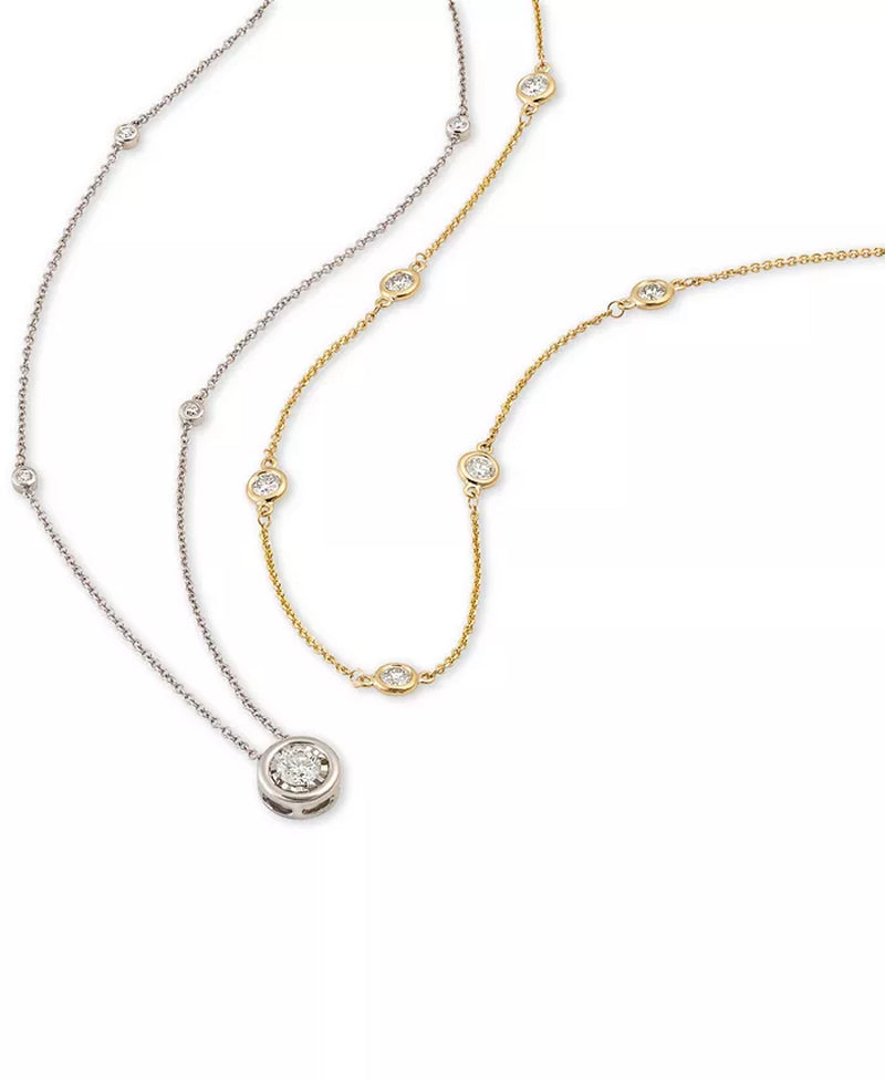 Stunning EFFY® 1 Ct. T.W. Diamond Bezel 20" Statement Necklace in Luxurious 14K White, Yellow, or Rose Gold
