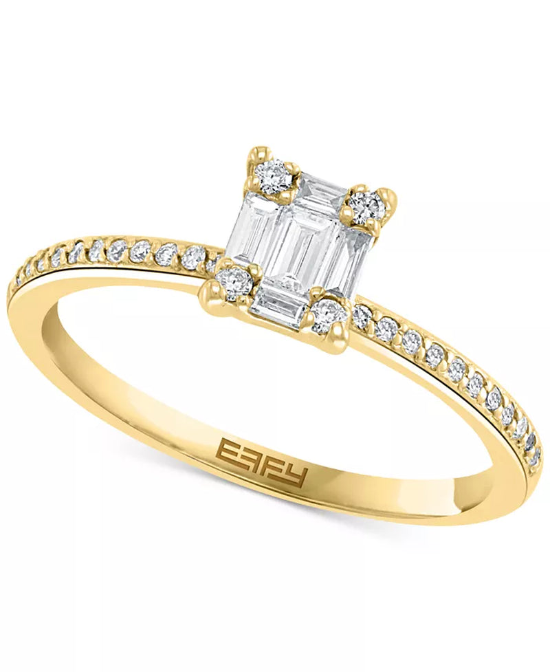 Stunning EFFY® 3/8 Ct. T.W. Diamond Baguette Cluster Bridal Set in Luxurious 14K White or Yellow Gold