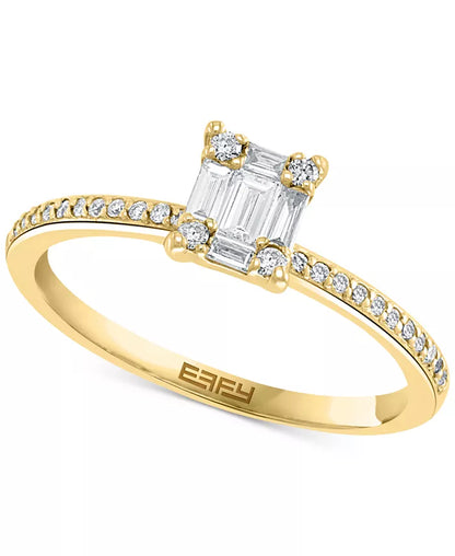 Stunning EFFY® 3/8 Ct. T.W. Diamond Baguette Cluster Bridal Set in Luxurious 14K White or Yellow Gold