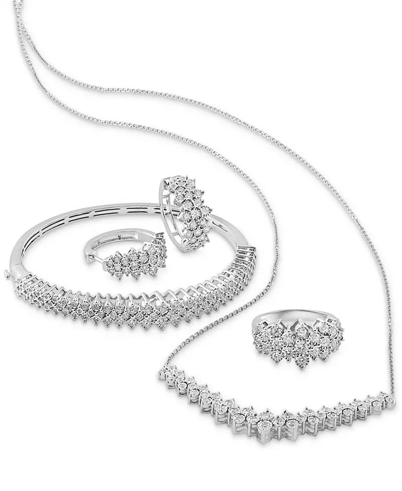 Stunning EFFY® 1 Ct. T.W. Diamond Multirow Bangle Bracelet in 14K White Gold - Available in Elegant Two Tone Gold!