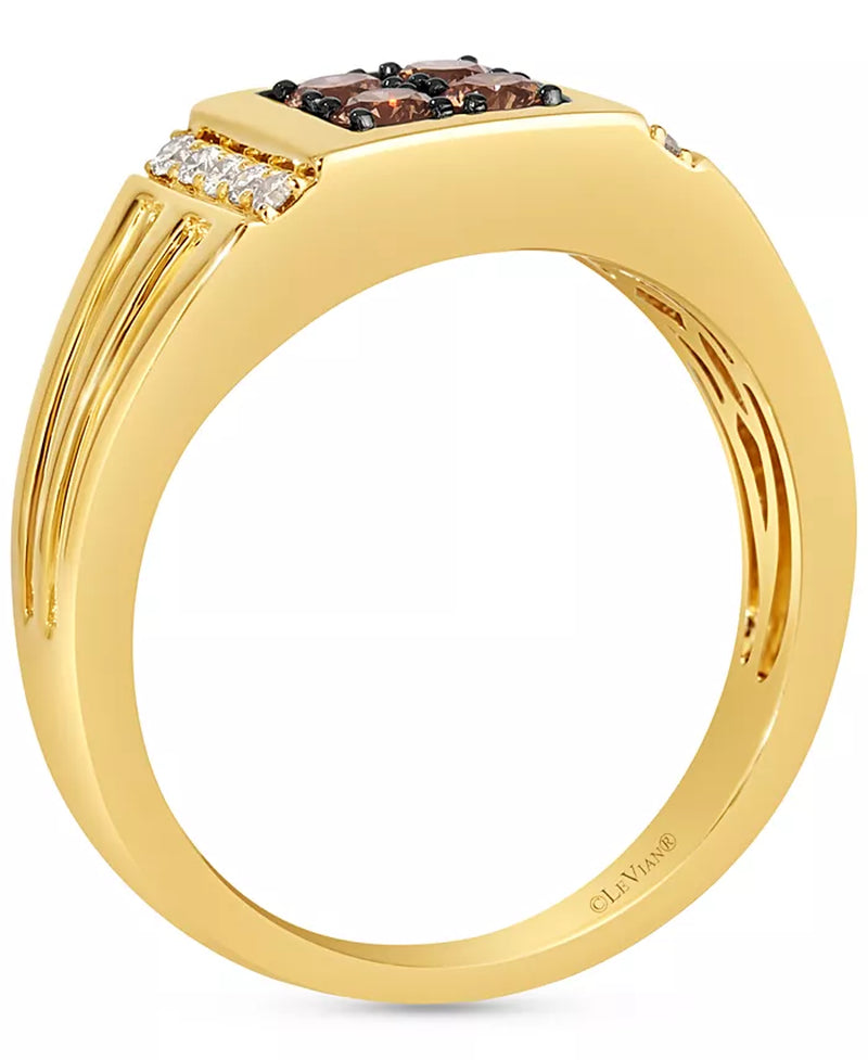Exquisite 14K Gold Men's Chocolate & Nude Diamond Ring - 1/2 Ct. T.W.