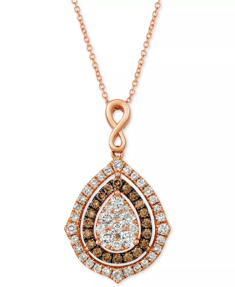 Stunning 18" Pendant Necklace with Nude & Chocolate Diamonds in Luxurious 14K Gold