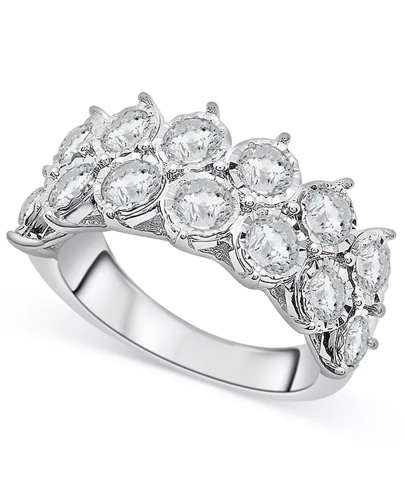 Stunning 2 Ct. Diamond Double Row Miracle Plate Band in 14K White Gold