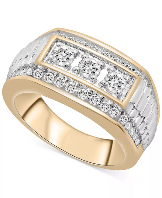 Stunning Men's Two-Tone Diamond Statement Ring (1 Ct. T.W.) in 10K Gold