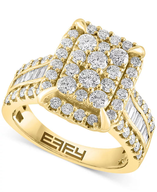 Stunning EFFY® Certified Diamond Halo Cluster Ring in 14K Gold - 1-5/8 Ct. T.W.