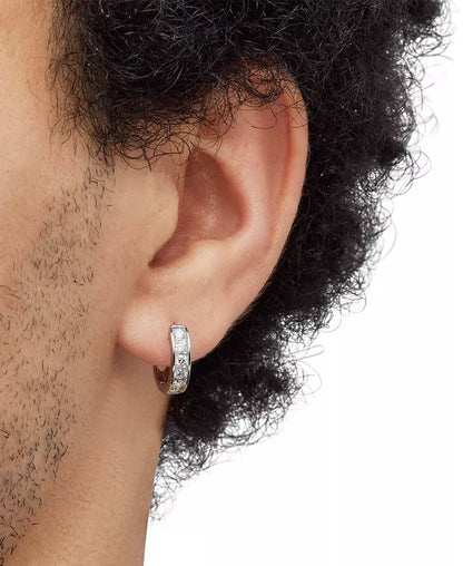 Stylish Men's Lab Grown Diamond Huggie Hoop Earrings in 10K White Gold - 1/2 Ct. T.W.