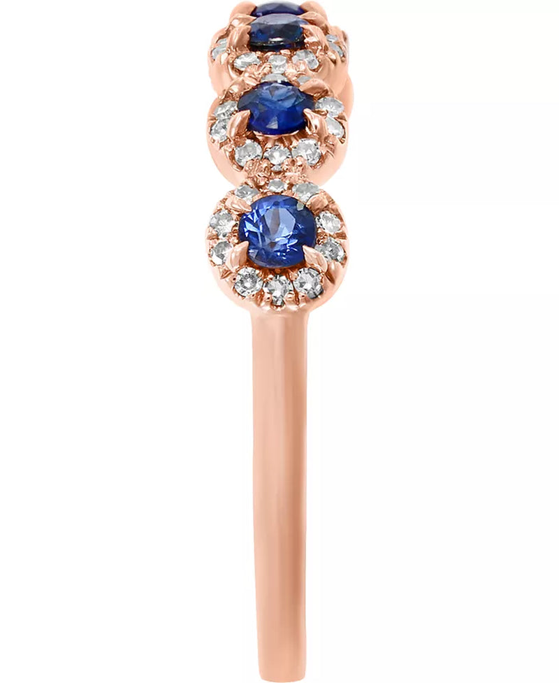 Stunning Sapphire & Diamond Cluster Band in Luxurious 14K Rose or White Gold
