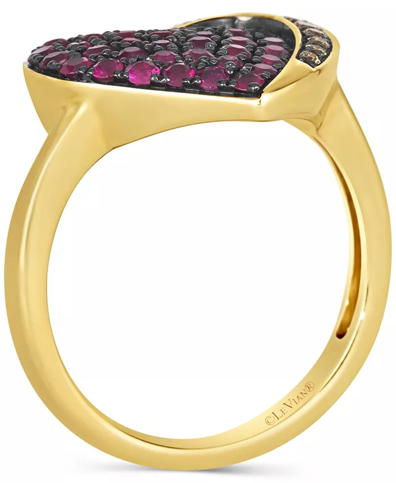 Indulge in Elegance: GODIVA X ® Heart Ring with Passion Ruby & Chocolate Diamond in 14K Gold