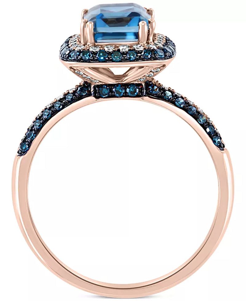 Stunning EFFY® London Blue Topaz & Diamond Statement Ring in 14K Rose Gold - 2-1/5 Ct. T.W.