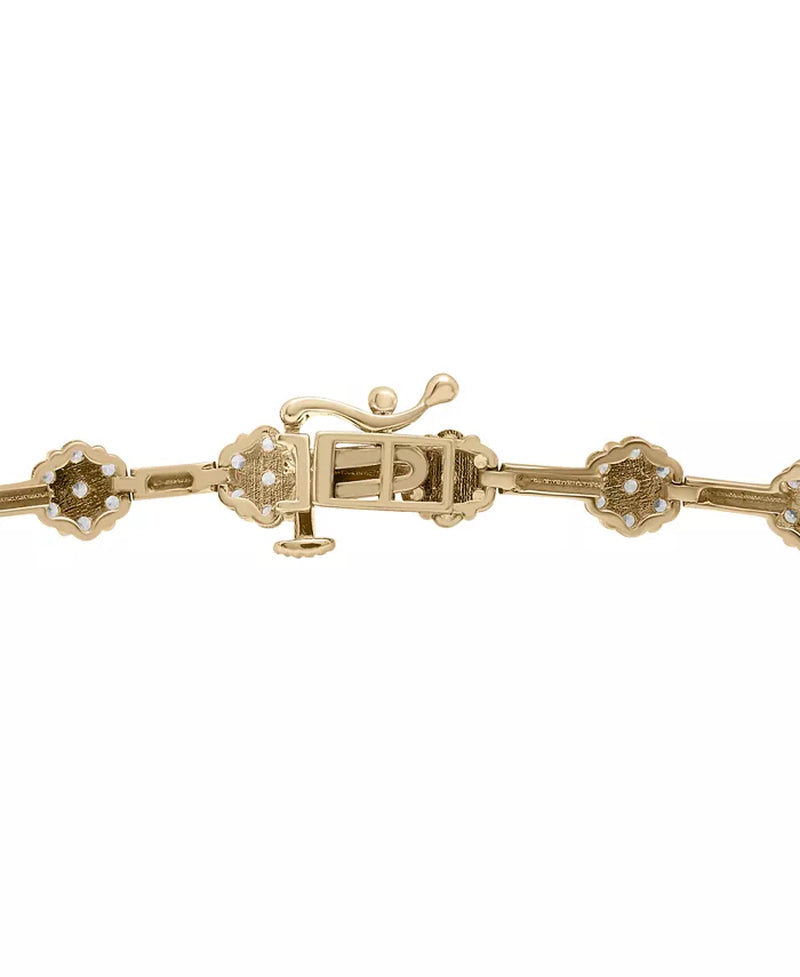 Stunning 2 Ct. T.W. Diamond Flower Cluster Link Bracelet in 14K Gold - Exclusively at Macy's